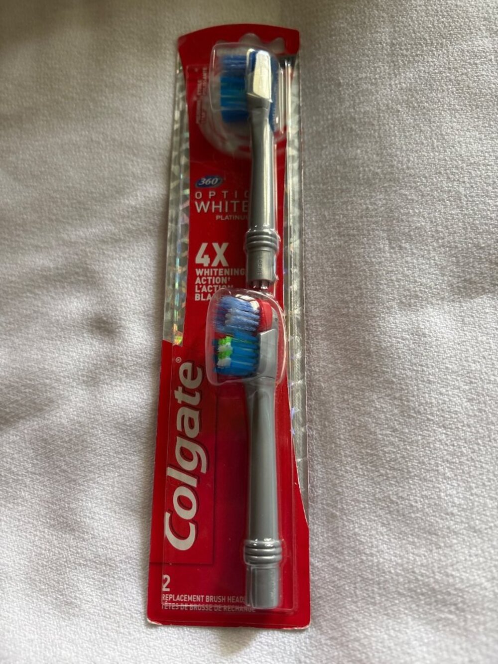 Colgate 360 Optic White Platinum Replacement Brush Heads 2-Pack For Whitening &
